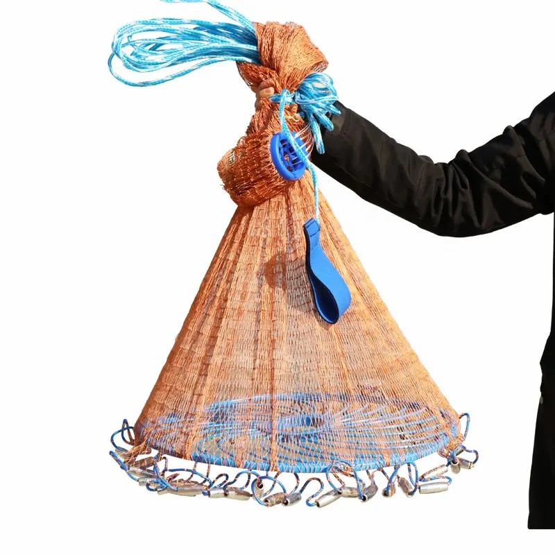 MISTER JIGGING frisbee fishing tool 4~12 feet casting tire line steel lead sinker hand throw fishing net