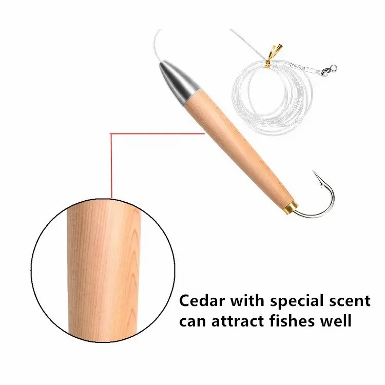 Trolling fishing lure 4inch 6inch 8inch Rigged Cedar Plug Natural Blank Tuna Lures lead head wood lure saltwater