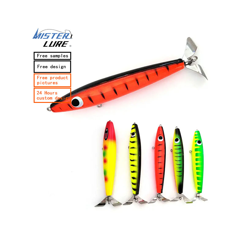 Cheap Modern Artificial Hart Bait hook Wooden Popper lure Trolling fishing lure Boat deep Sea tuna