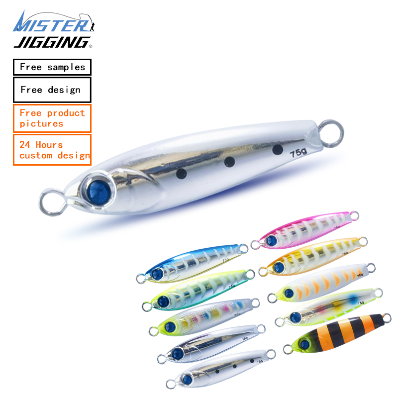 MISTER JIGGING lure bait chrome slow fall pitch jig fishing lead jig fishing bait with assist hook