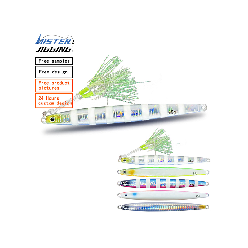 MISTER JIGGING customize saltwater 3d glow eye fast sinking metal jig lure