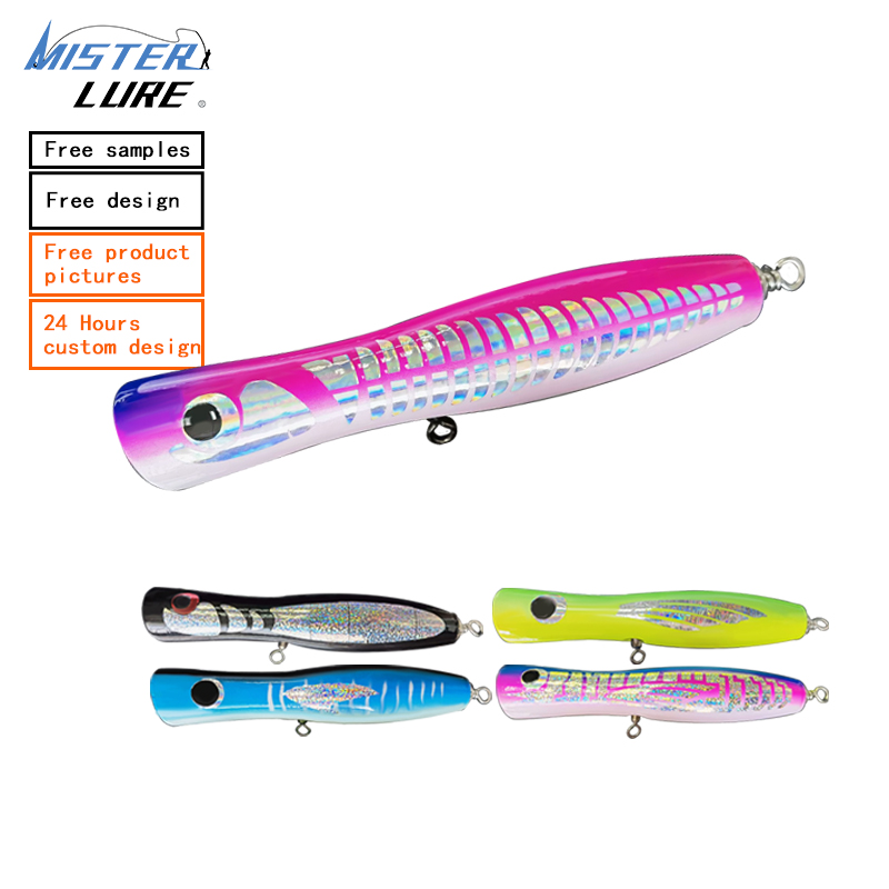 MISTER LURE Big Fishing Lure Wood Popper Salt Water Trolling Lure