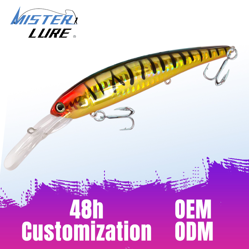 MISTER LURE  Deep Diving Saltwater Floating Custom Bulk Plastic 3D Eyes Minnow Fishing Lures