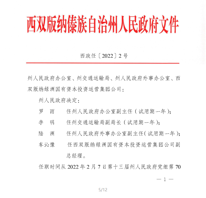 关于罗雨等四名同志任职的通知