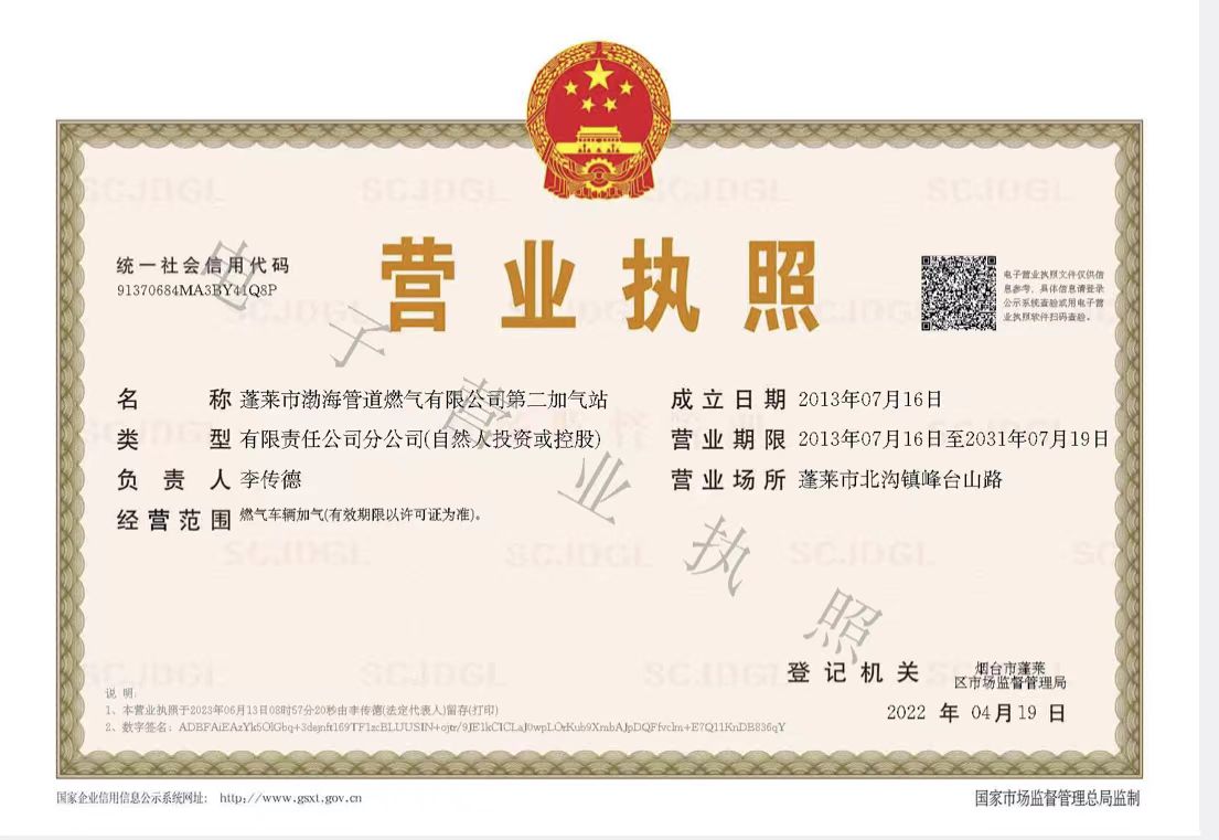 第二加气站营业执照
